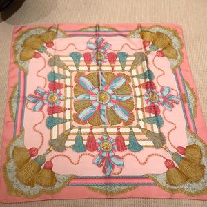 Pink silk scarf with tassel decor